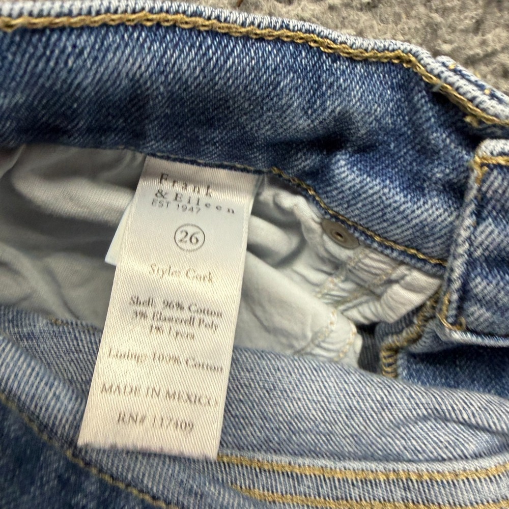 Frank & Eileen Cork Jeans Women 26x26 Blue Cotton Denim Straight Raw-Hem Stretch - Picture 9 of 12